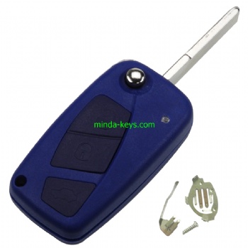  FI-202 Fiat Flip Remote Shell 3 Button SIP22 Blade Blue Shell	