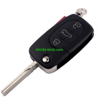 AU-204+205 Audi Flip Remote Shell HU66 4 Button