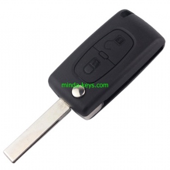  PE-207 Peugeot Citroen Flip Remote Shell 2 Button with BC HU83 Blade	