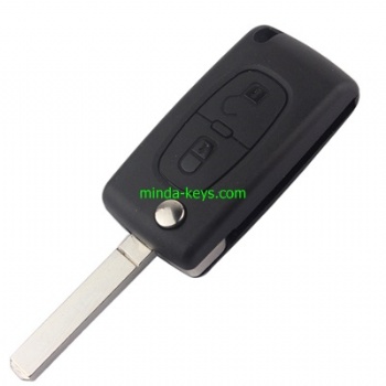  PE-208 Peugeot Citroen Flip Remote Shell 2 Button without BC VA2 Blade	