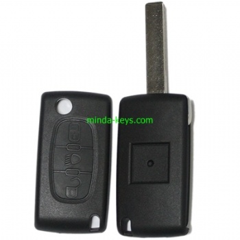 PE-209 Peugeot Citroen Flip Remote Shell 3 Button Light with BC VA2 Blade