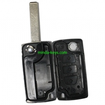  PE-210 Peugeot Citroen Flip Remote Shell 3 Button Light without BC VA2 Blade	