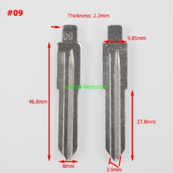 NO 09 #09 Uncut Mazda Key Blade for Mazda Remote Shell