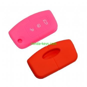  FOSC-2 Silicone Car Key Case Cover For Ford Flip Remote Shell	