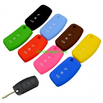  FOSC-2 Silicone Car Key Case Cover For Ford Flip Remote Shell	