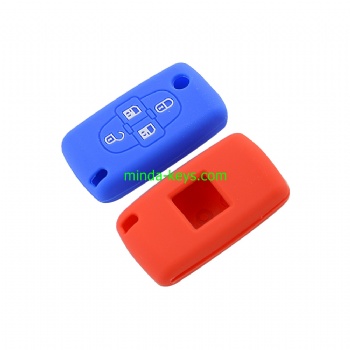 PESC-2 Silicone Car Key Case Cover For Peugeot Citroen Flip Prox Remote Shell